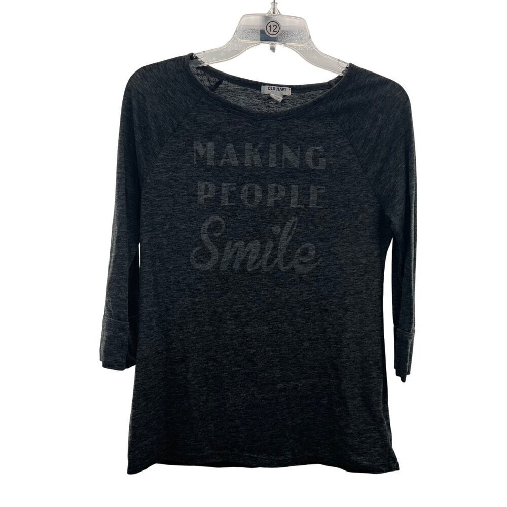 Old Navy Women's Smile Top 3/4 Sleeve Gray Size Small